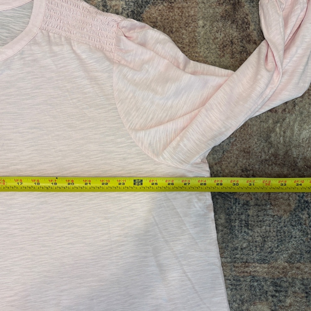 J. Jill Women's Plus Smocked Cotton Popover Henley Tunic Shirt Top 4X Pink - Picture 9 of 11